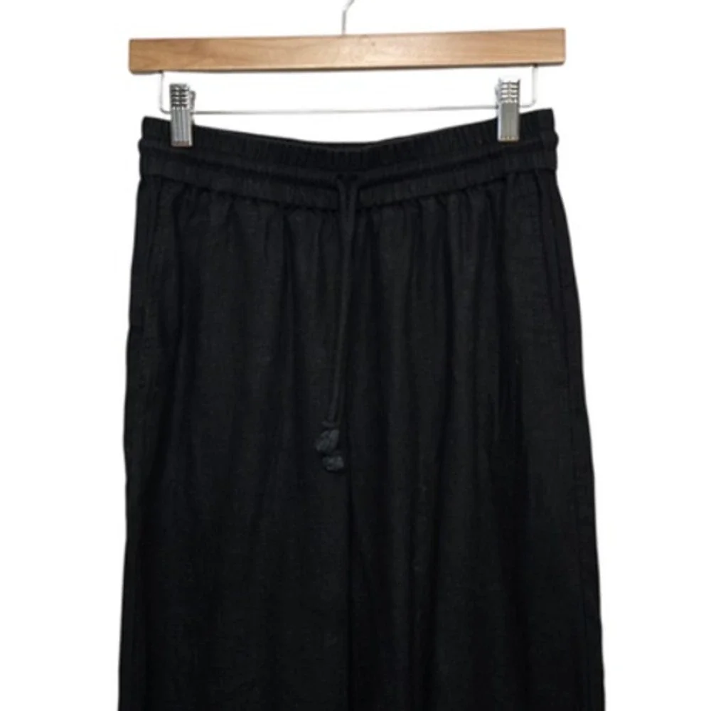 Xirena Black 100% Linen Wide Leg Drawstring Pants‎ Size Medium Relaxed Casual